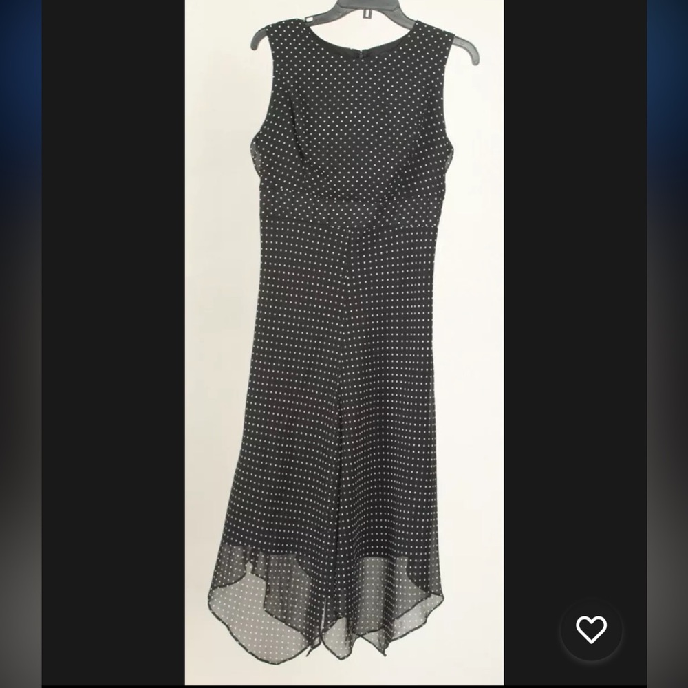 DKNY Women’s Dress 6 Black White Polka Dot A Line Midi Sleeveless High Waist